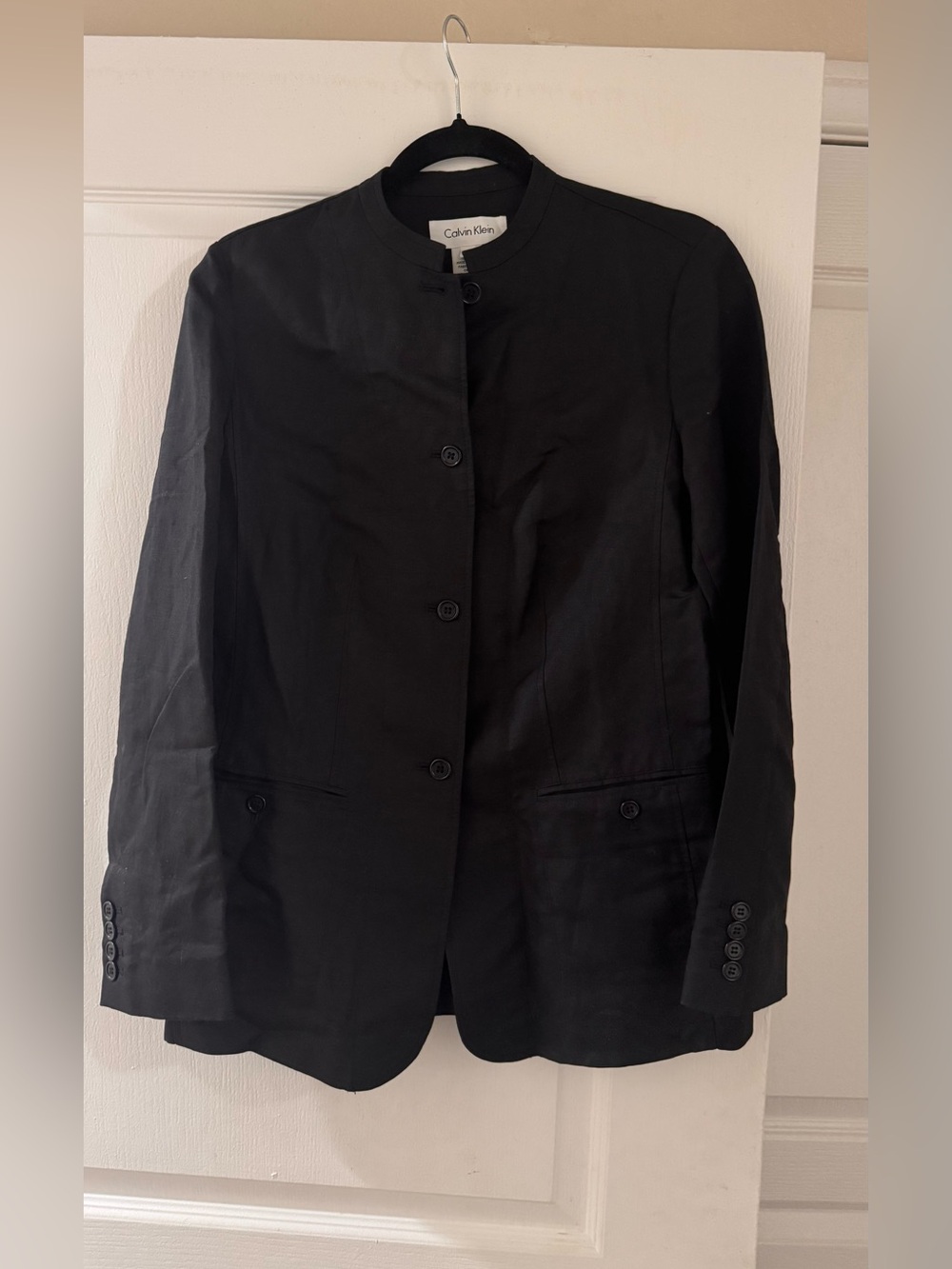 Calvin Klein Mandarin Collar Button Down Blazer – Black (NWOT)